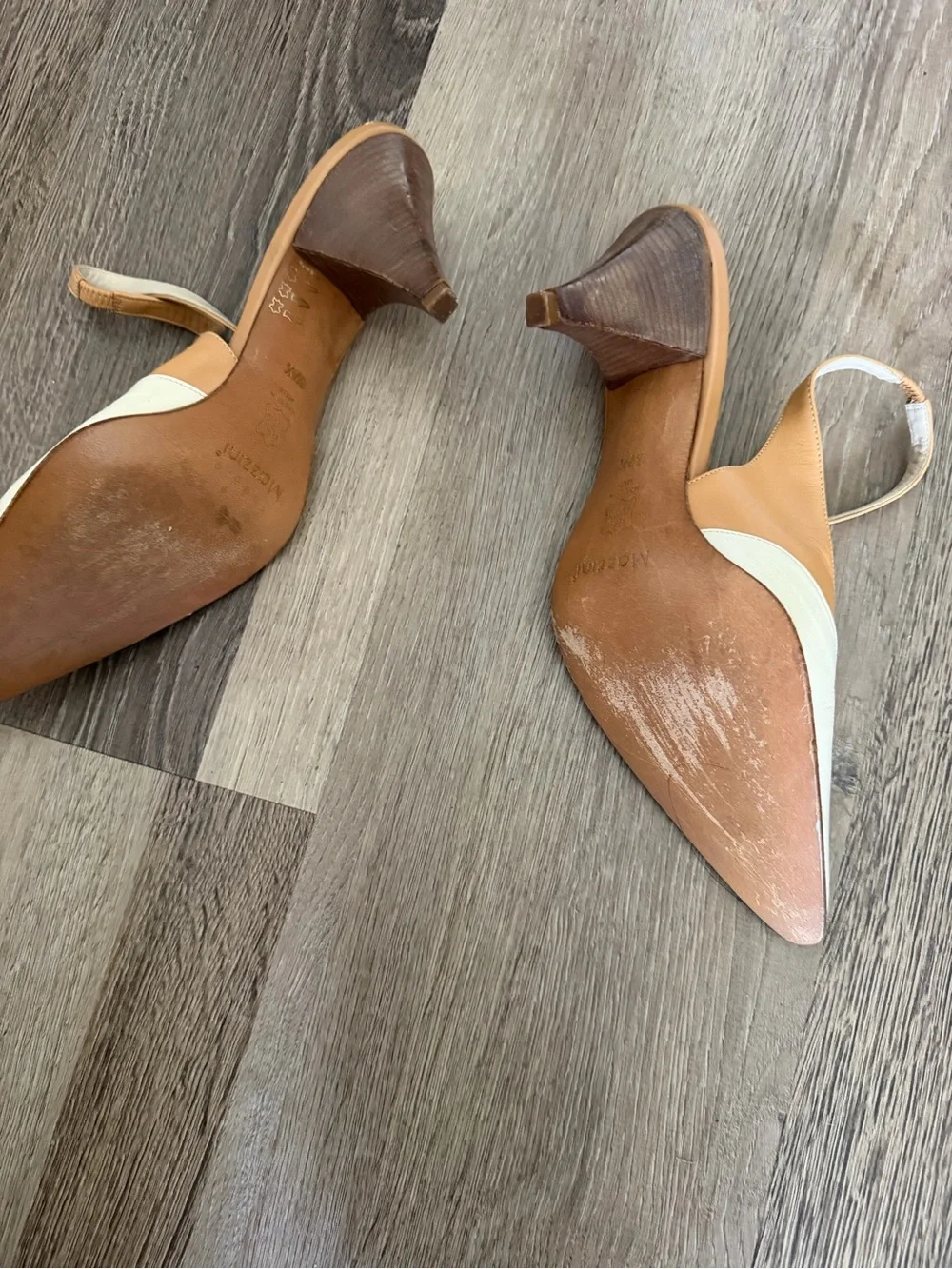 Vintage Mazzini Two toned Italian leather sling back